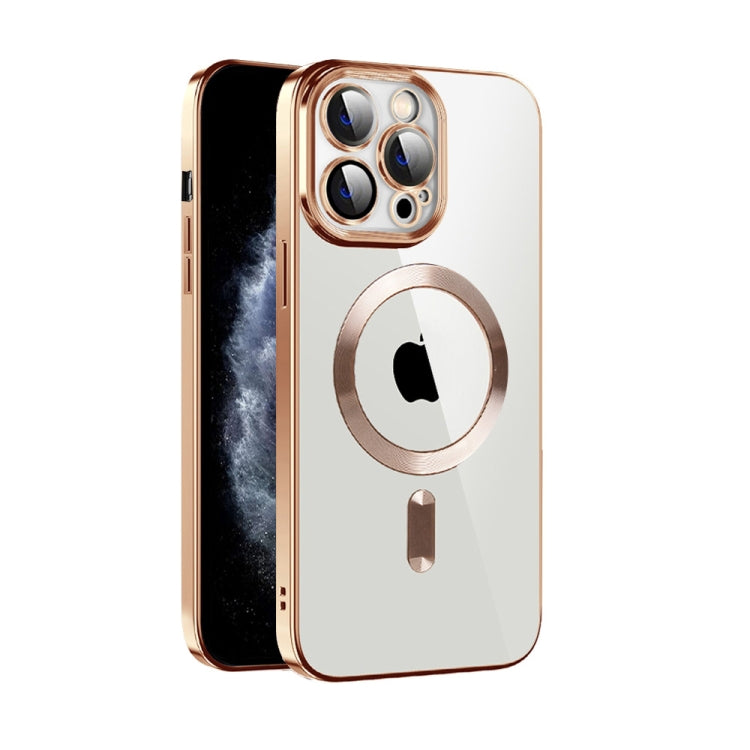 For iPhone 11 CD Texture Plating TPU MagSafe Phone Case with Lens Film(Brown) - iPhone 11 Cases by buy2fix | Online Shopping UK | buy2fix