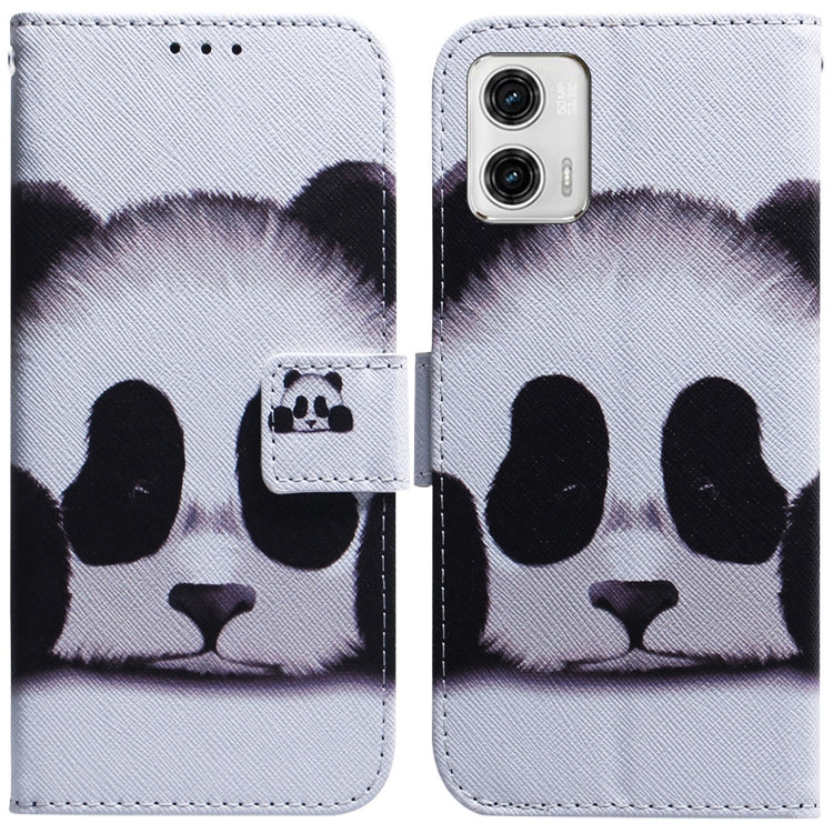 For Motorola Moto G73 Coloured Drawing Flip Leather Phone Case(Panda) - Motorola Cases by buy2fix | Online Shopping UK | buy2fix