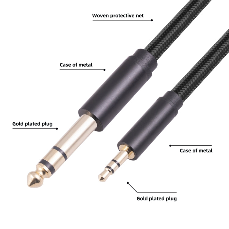 3662BK 3.5mm Male to 6.35mm Male Stereo Audio Cable, Length:3m - Microphone Audio Cable & Connector by buy2fix | Online Shopping UK | buy2fix