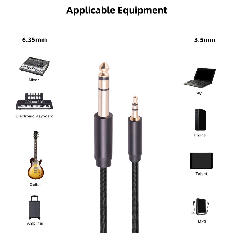 3662BK 3.5mm Male to 6.35mm Male Stereo Audio Cable, Length:3m - Microphone Audio Cable & Connector by buy2fix | Online Shopping UK | buy2fix