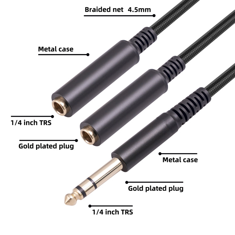 3718 6.35mm Male to Dual Female 1/4 TRS Stereo Audio Cable, Length: 30cm - Microphone Audio Cable & Connector by buy2fix | Online Shopping UK | buy2fix