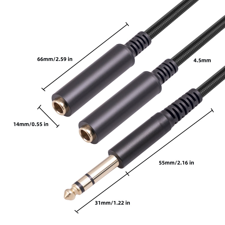 3718 6.35mm Male to Dual Female 1/4 TRS Stereo Audio Cable, Length: 30cm - Microphone Audio Cable & Connector by buy2fix | Online Shopping UK | buy2fix