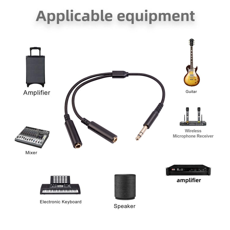 3718 6.35mm Male to Dual Female 1/4 TRS Stereo Audio Cable, Length: 30cm - Microphone Audio Cable & Connector by buy2fix | Online Shopping UK | buy2fix
