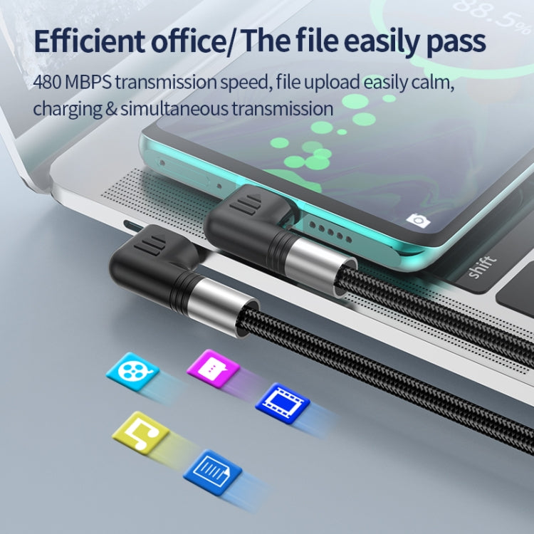 A9 30W USB-C/Type-C to 8 Pin Double Elbow Data Cable, Length:1m by buy2fix