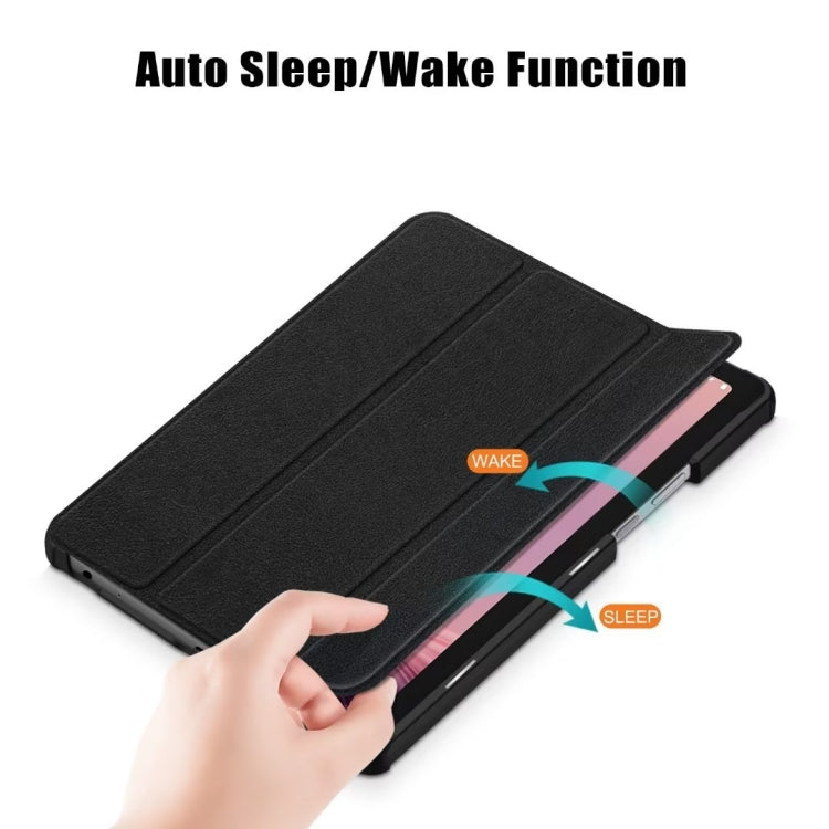 For Lenovo Tab M9 TB-310FU 3-folding Leather Smart Tablet Case(Black) - Lenovo by buy2fix | Online Shopping UK | buy2fix