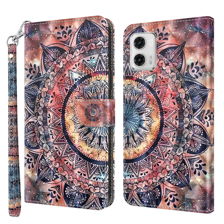 For Motorola Moto G73 3D Painted Leather Phone Case(Colorful Mandala) - Motorola Cases by buy2fix | Online Shopping UK | buy2fix