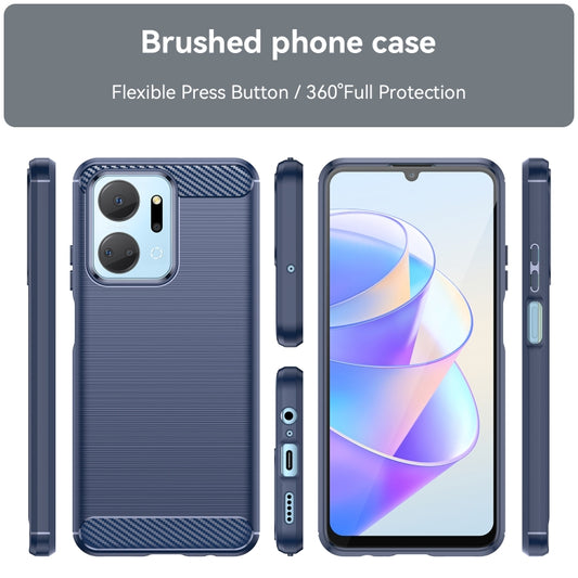 For Honor X7a Brushed Texture Carbon Fiber TPU Phone Case(Blue) by buy2fix
