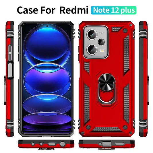 For Xiaomi Redmi Note 12 Pro+ Shockproof TPU + PC Phone Case with Holder(Red) by buy2fix