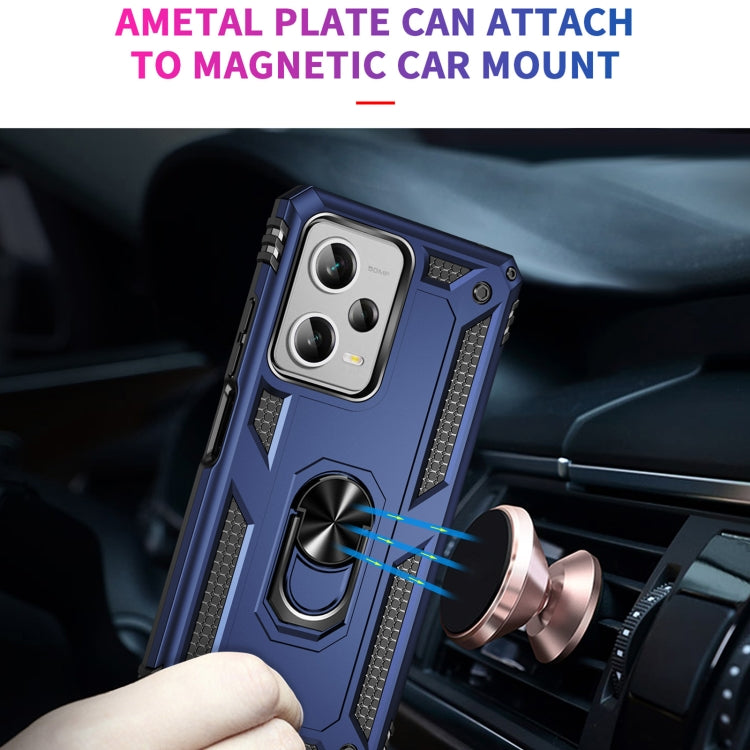 For Xiaomi Redmi Note 12 Pro+ Shockproof TPU + PC Phone Case with Holder(Blue) by buy2fix
