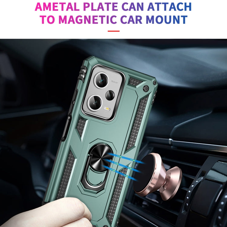 For Xiaomi Redmi Note 12 Pro+ Shockproof TPU + PC Phone Case with Holder(Dark Green) by buy2fix