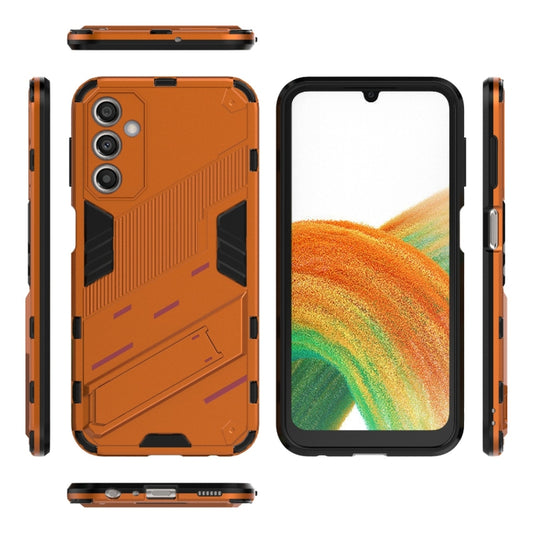 For Samsung Galaxy A24 5G / A24 4G Punk Armor 2 in 1 PC + TPU Shockproof Phone Case with Invisible Holder(Orange) by buy2fix