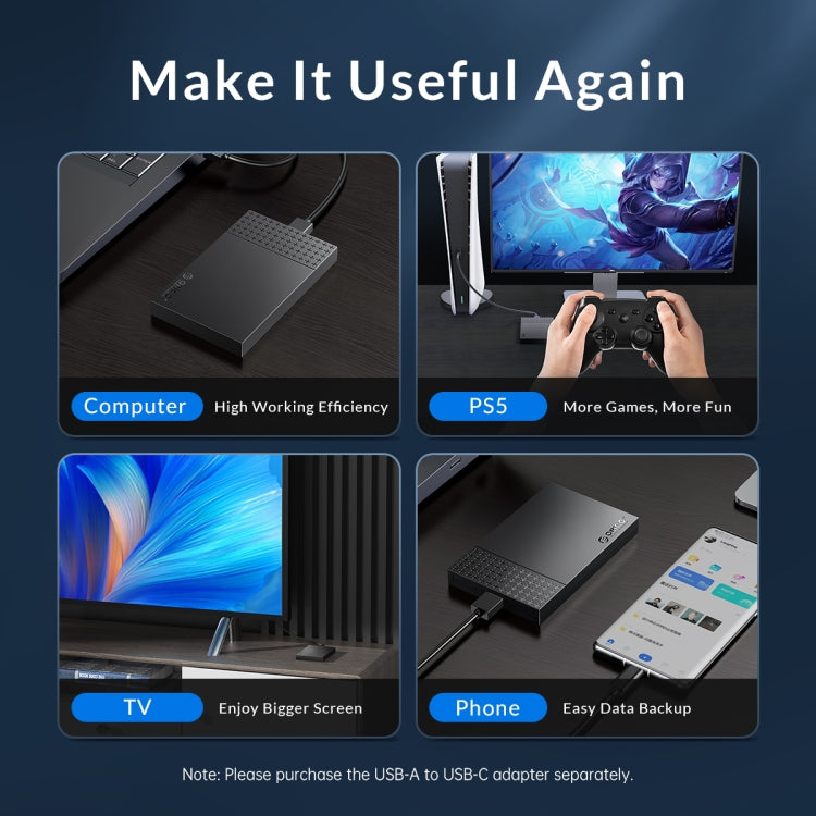 ORICO ORICO-2526U3-V1 2.5 inch USB 3.0 Micro-B Hard Drive Enclosure External Storage Case(Black) - HDD Enclosure by ORICO | Online Shopping UK | buy2fix