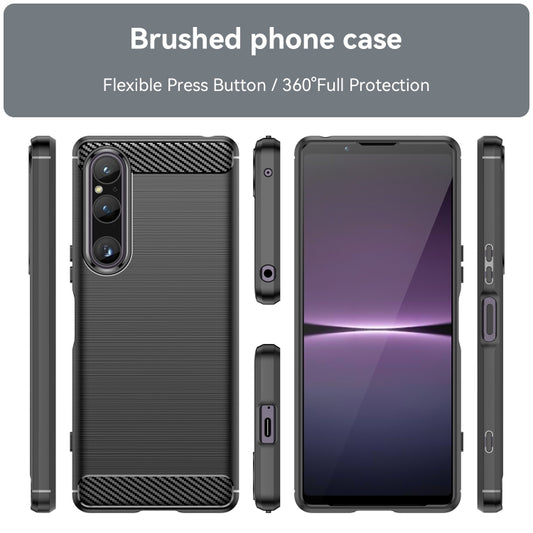 For Sony Xperia 1 V Brushed Texture Carbon Fiber TPU Phone Case(Black) by buy2fix