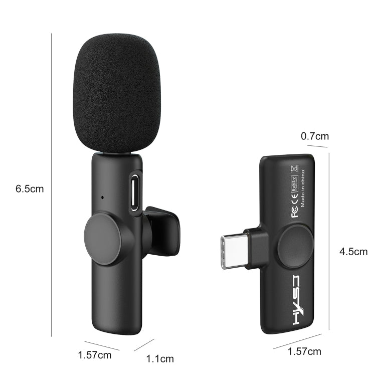 HXSJ F18 2.4G USB-C/Type-C Noise Reduction Lavalier Wireless Microphone(Black) - Microphone by HXSJ | Online Shopping UK | buy2fix