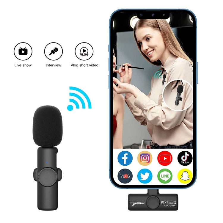 HXSJ F18 2.4G USB-C/Type-C Noise Reduction Lavalier Wireless Microphone(Black) - Microphone by HXSJ | Online Shopping UK | buy2fix