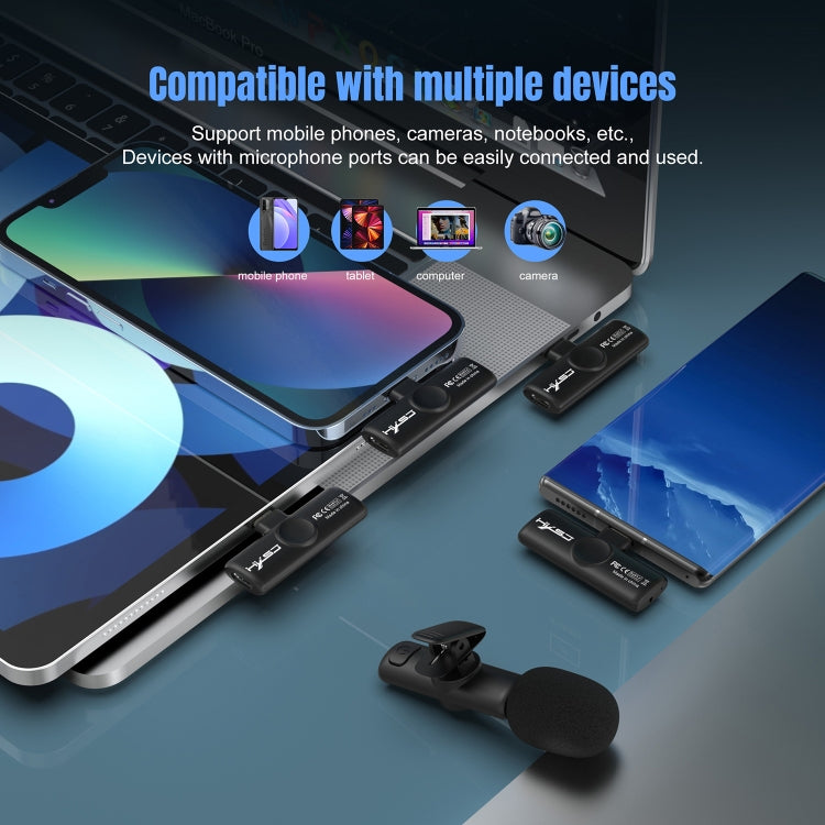 HXSJ F18 2.4G USB-C/Type-C Noise Reduction Lavalier Wireless Microphone(Black) by HXSJ