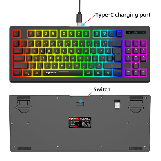 HXSJ L100 87 Keys RGB Backlit Film 2.4G Wireless Keyboard(Black) by HXSJ