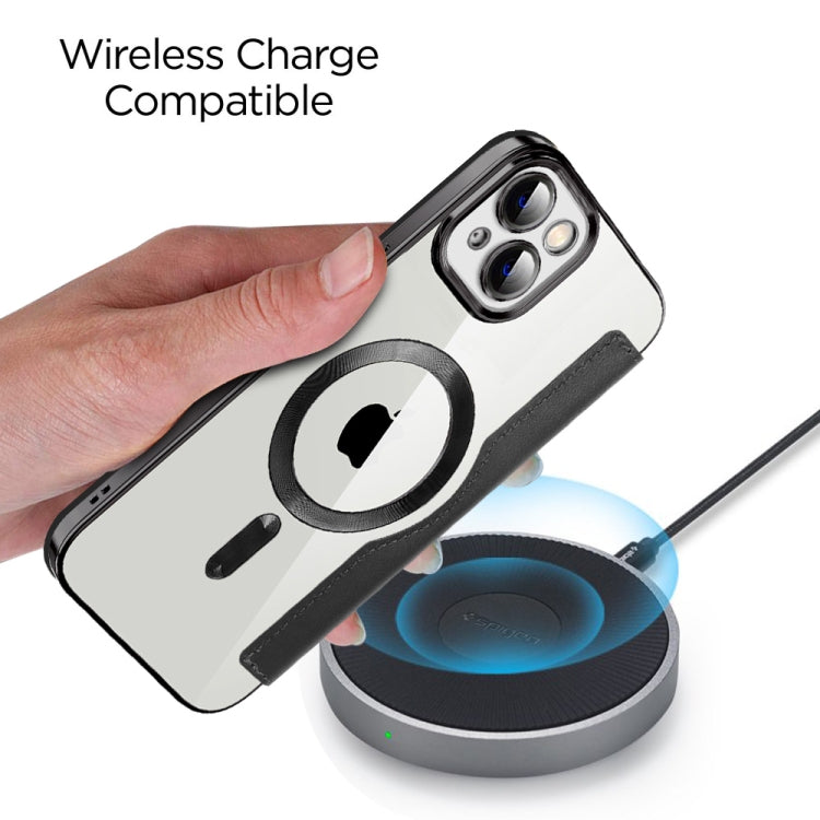 For iPhone 14 MagSafe Magnetic RFID Anti-theft Leather Phone Case(Dark Purple) - iPhone 14 Cases by buy2fix | Online Shopping UK | buy2fix
