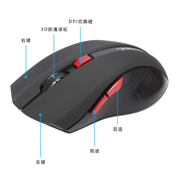 HXSJ X50 2.4G 6 Keys 1600DPI Three-speed Adjustable Wireless Mouse(Black) - Wireless Mice by HXSJ | Online Shopping UK | buy2fix