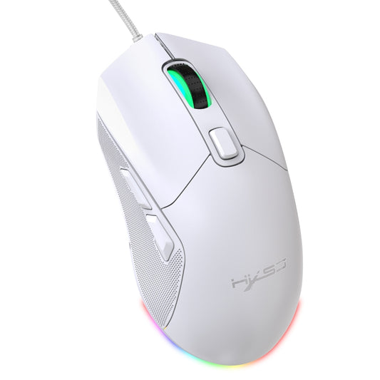 HXSJ X300 7200DPI RGB Backlight Interchangeable Back Cover Hole Gaming Wired Mouse(White) by HXSJ