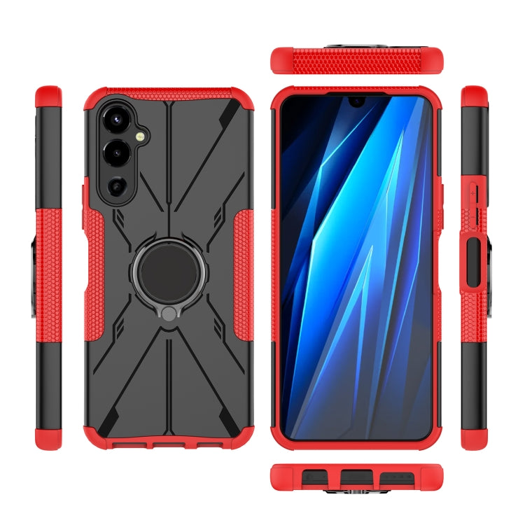 For Tecno Pova 4 Armor Bear Shockproof PC + TPU Phone Case with Ring(Red) by buy2fix
