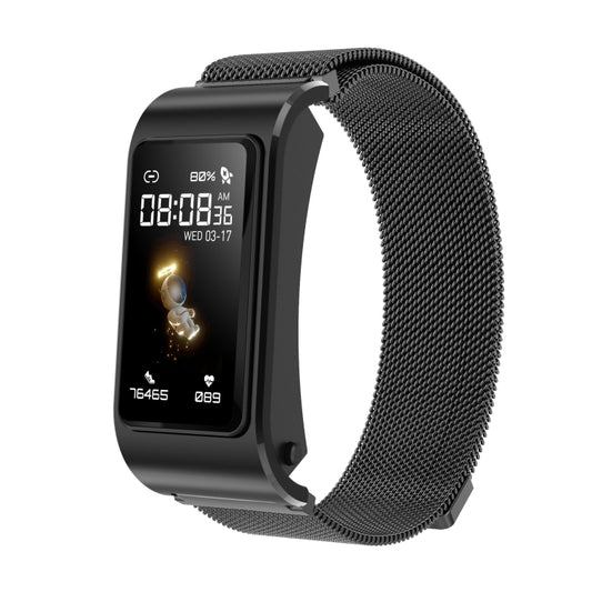 H21 1.14-inch Steel Band Earphone Detachable Smart Watch Support Temperature Measurement / Bluetooth Call / Voice Control(Black) by buy2fix