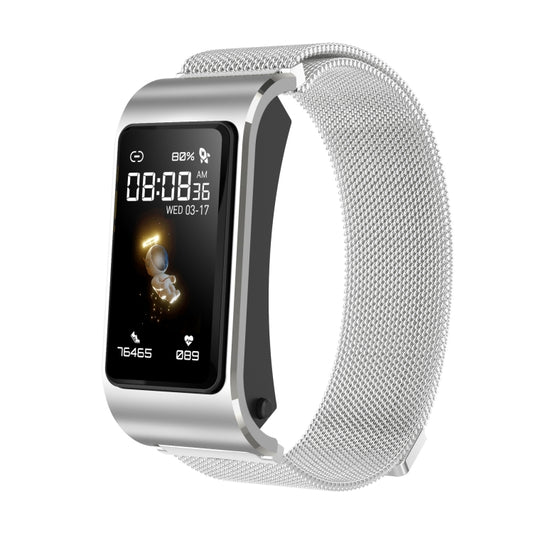 H21 1.14-inch Steel Band Earphone Detachable Smart Watch Support Temperature Measurement / Bluetooth Call / Voice Control(Silver) - Smart Watches by buy2fix | Online Shopping UK | buy2fix