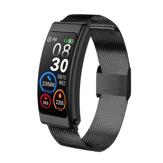 K13 1.14 inch Steel Band Earphone Detachable Smart Watch Support Bluetooth Call(Black) by buy2fix
