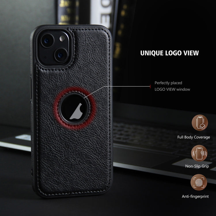 For iPhone 13 Leather Texture Stitching Phone Case(Black) - iPhone 13 Cases by buy2fix | Online Shopping UK | buy2fix