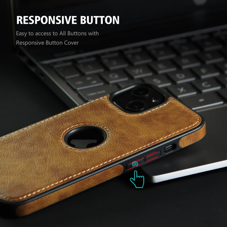 For iPhone 13 mini Leather Texture Stitching Phone Case(Brown) - iPhone 13 mini Cases by buy2fix | Online Shopping UK | buy2fix
