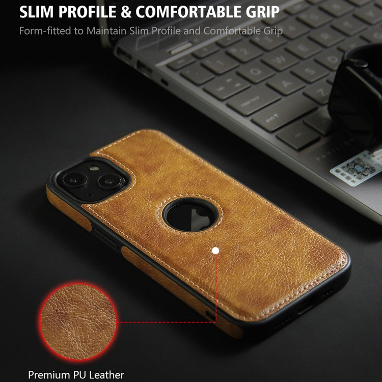 For iPhone 13 mini Leather Texture Stitching Phone Case(Brown) - iPhone 13 mini Cases by buy2fix | Online Shopping UK | buy2fix