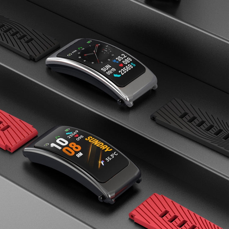 K20 1.14 inch Silicone Band Earphone Detachable Life Waterproof Smart Watch Support Bluetooth Call(Black Silver) by buy2fix