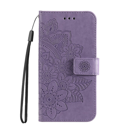 For Xiaomi Redmi 11A 4G/12C 7-petal Flowers Embossing Leather Phone Case(Light Purple) by buy2fix