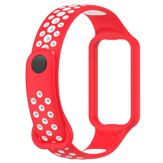 For Redmi Band 2 Loop Two-Color Breathable Silicone Watch Band(Red+White) by buy2fix