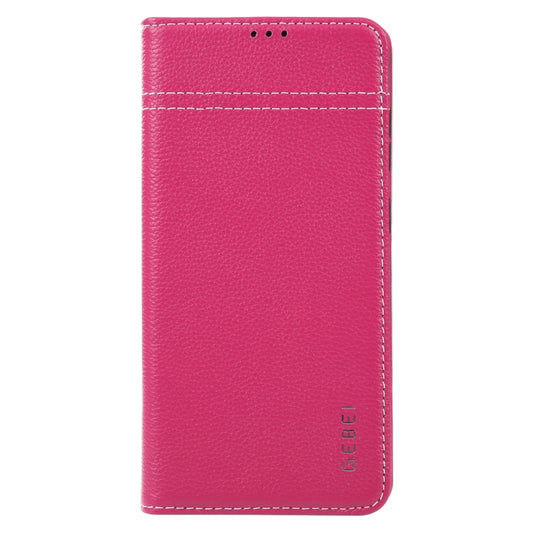 For Samsung Galaxy S23+ 5G GEBEI Top-grain Horizontal Flip Leather Phone Case(Rose Red) by GEBEI