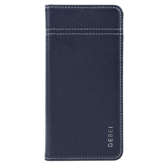 For Samsung Galaxy S23+ 5G GEBEI Top-grain Horizontal Flip Leather Phone Case(Blue) by GEBEI