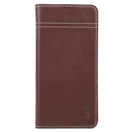 For Samsung Galaxy S23+ 5G GEBEI Top-grain Horizontal Flip Leather Phone Case(Brown) by GEBEI