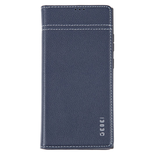 For Samsung Galaxy S23 Ultra 5G GEBEI Top-grain Horizontal Flip Leather Phone Case(Blue) by GEBEI
