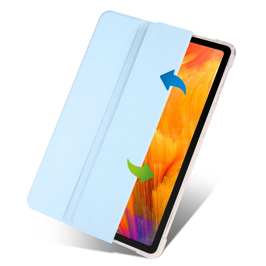 For Huawei MatePad SE 3-folding Transparent TPU Smart Leather Tablet Case with Pen Slot(Ice Blue) by buy2fix