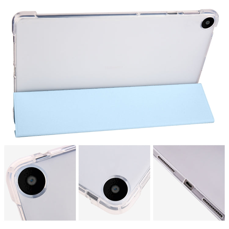For Huawei MatePad SE 3-folding Transparent TPU Smart Leather Tablet Case with Pen Slot(Ice Blue) - Huawei by buy2fix | Online Shopping UK | buy2fix