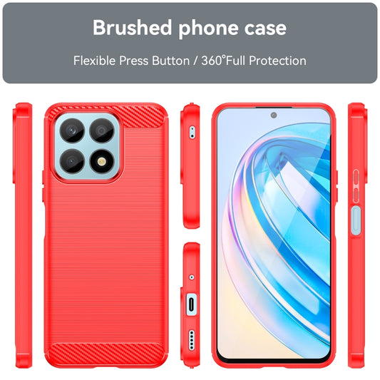For Honor X8a Brushed Texture Carbon Fiber TPU Phone Case(Red) by buy2fix