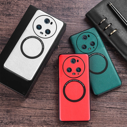 For Honor Magic5 Pro Cloth Texture PU MagSafe Magnetic Phone Case(White) by buy2fix