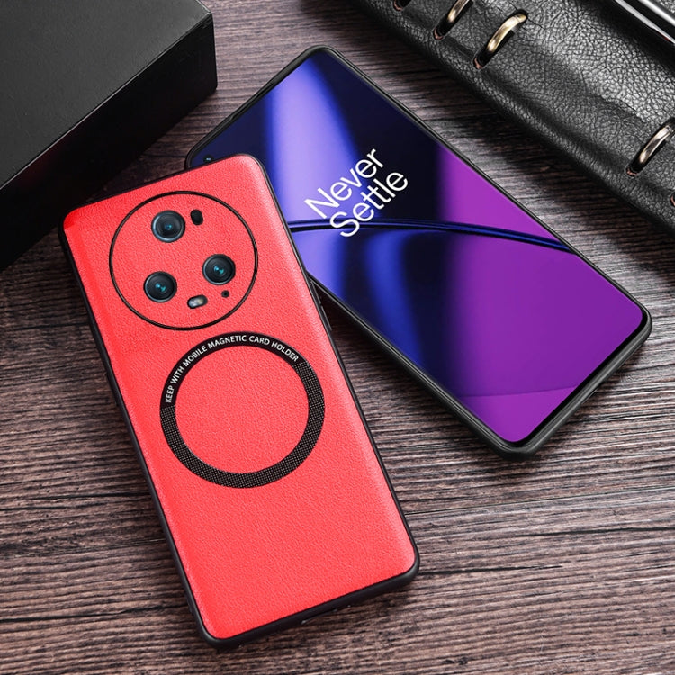 For Honor Magic5 Pro Cloth Texture PU MagSafe Magnetic Phone Case(Red) - Honor Cases by buy2fix | Online Shopping UK | buy2fix
