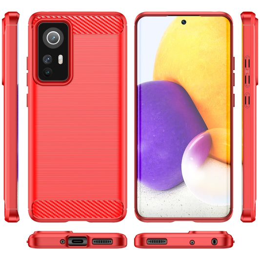 For Xiaomi 12S Brushed Texture Carbon Fiber TPU Phone Case(Red) by buy2fix