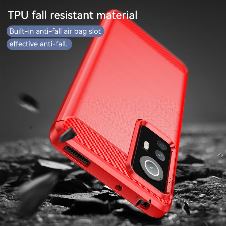 For Xiaomi 12S Brushed Texture Carbon Fiber TPU Phone Case(Red) by buy2fix