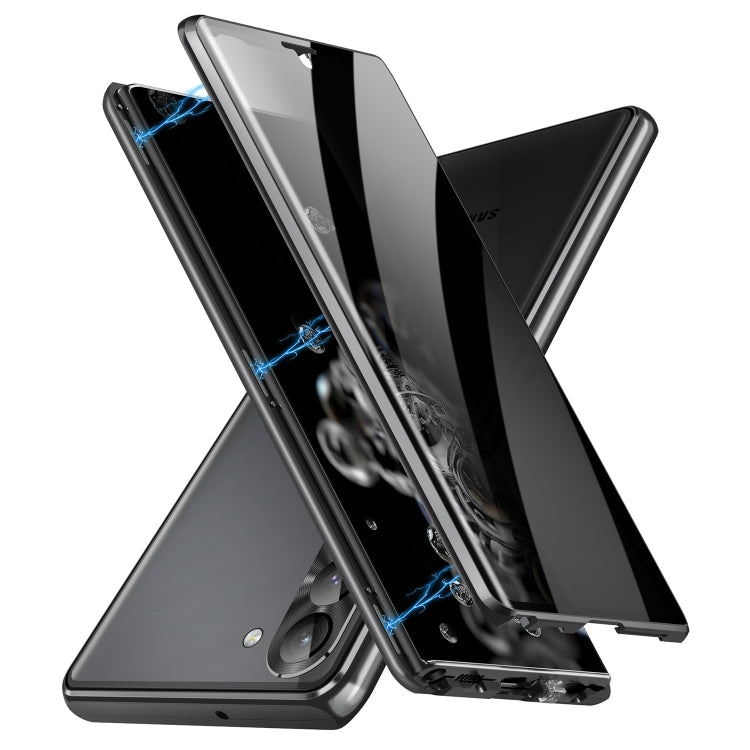 For Samsung Galaxy S23+ 5G Privacy Full Cover Magnetic Metal Tempered Glass Phone Case(Black) - Galaxy S23+ 5G Cases by buy2fix | Online Shopping UK | buy2fix