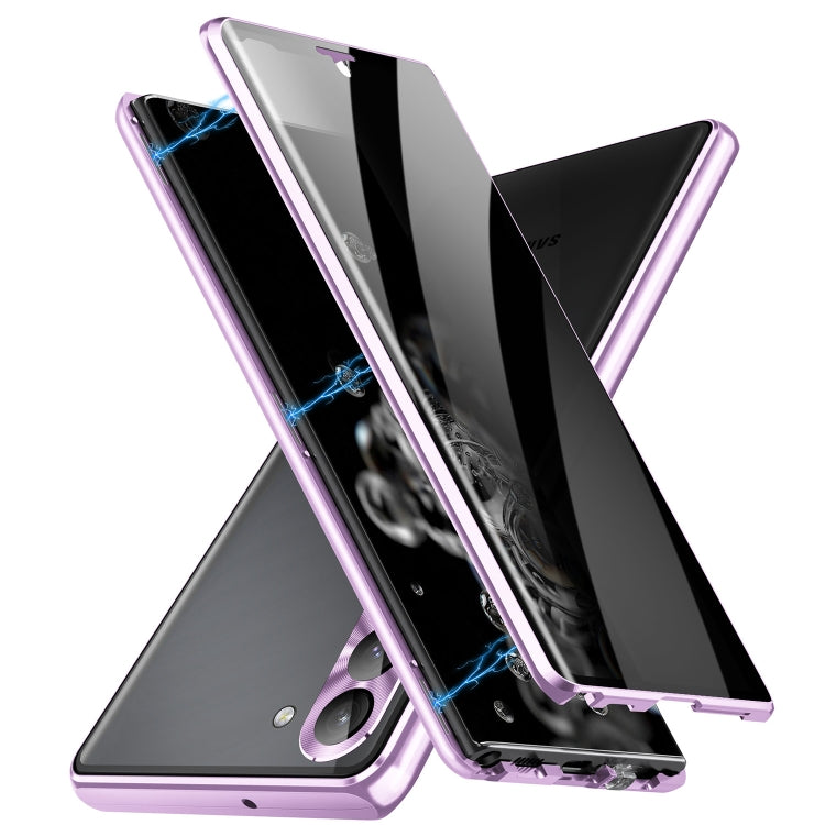 For Samsung Galaxy S23+ 5G Privacy Full Cover Magnetic Metal Tempered Glass Phone Case(Purple) - Galaxy S23+ 5G Cases by buy2fix | Online Shopping UK | buy2fix