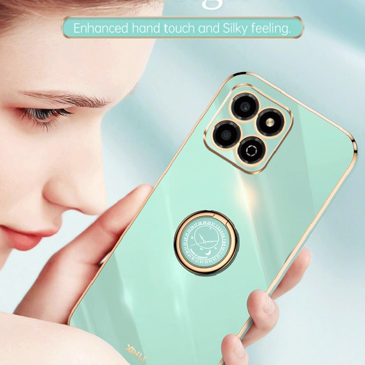 For Honor X8a 2023 XINLI Straight Edge 6D Electroplate TPU Phone Case with Ring Holder(Black) by XINLI