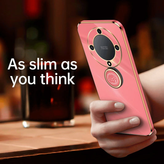 For Honor X9a 5G XINLI Straight Edge 6D Electroplate TPU Phone Case with Ring Holder(Mint Green) by XINLI