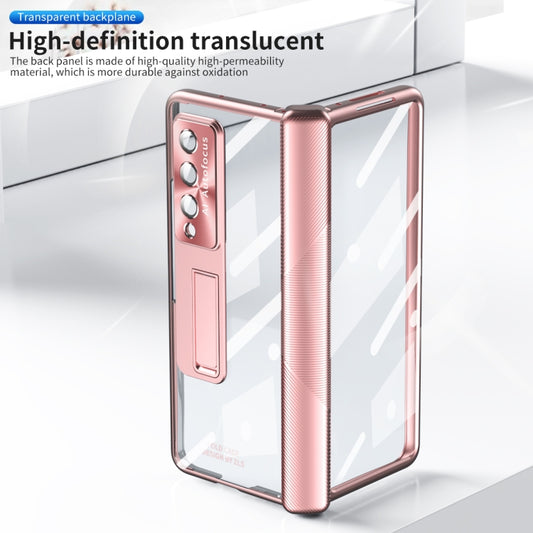 For Samsung Galaxy Z Fold4 5G Magnetic Hinges Plating Phone Case with Holder(Rose Gold) by buy2fix